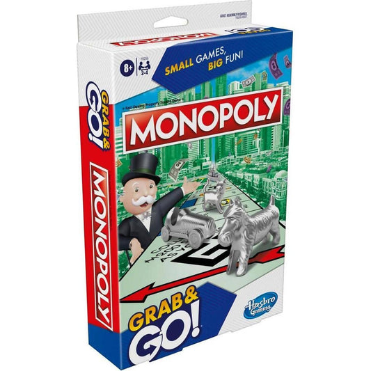 Hasbro -  Gaming - Monopoly Grab & Go! Portable Travel Board Game