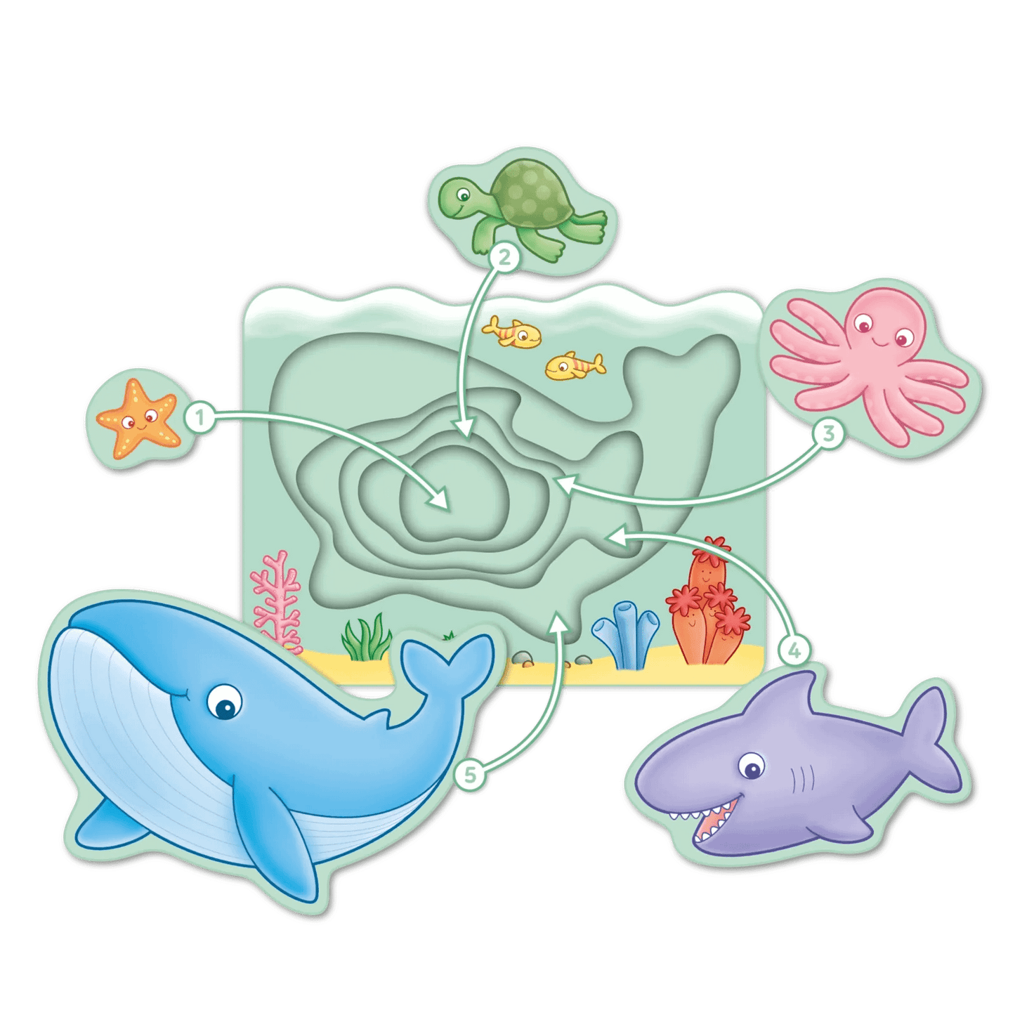 Orchard Toys - Under the Sea Wooden Nesting Puzzle 5 Pieces