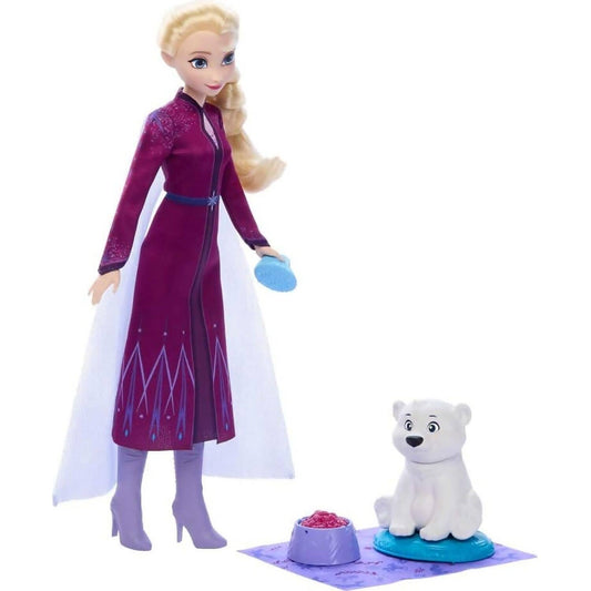 Disney -  Frozen - Elsa Fashion Doll & Polar Bear Cub Figure With 4 Nurturing Accessories