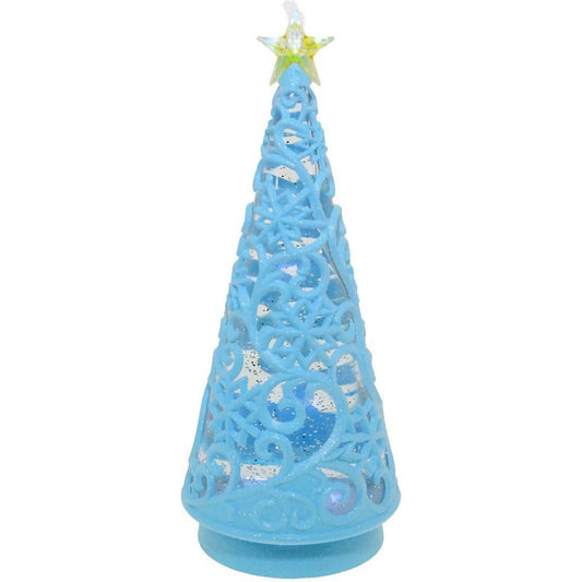 Cotton Candy - Christmas Tree Blue 30cm LED Lantern with Glitter Motion - Xmas