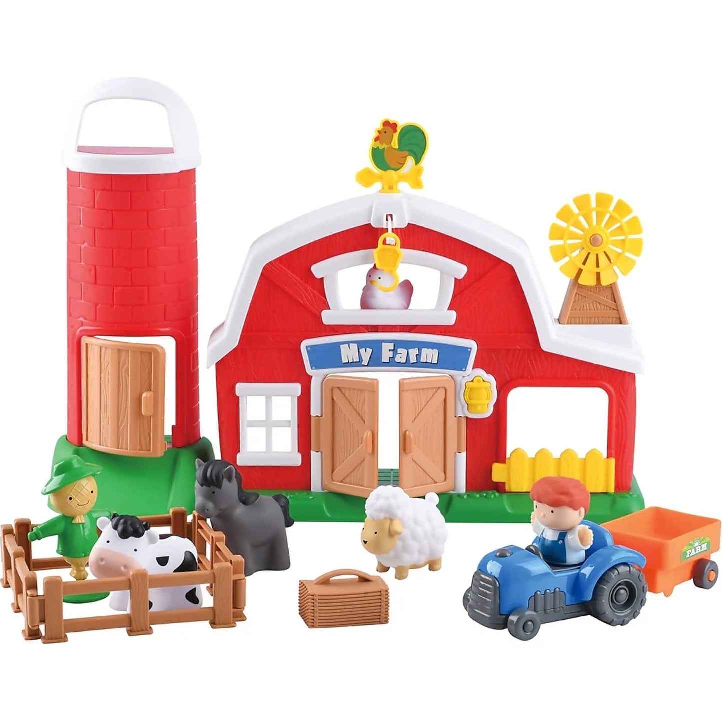 Playgo Toys Ent. Ltd  -  Busy Farm Life With Grain Silo 16 Pcs Playset