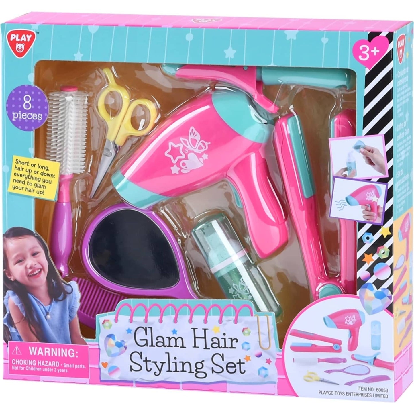 Playgo Toys Ent. Ltd  -  Glam Hair Styling Set 8Pcs