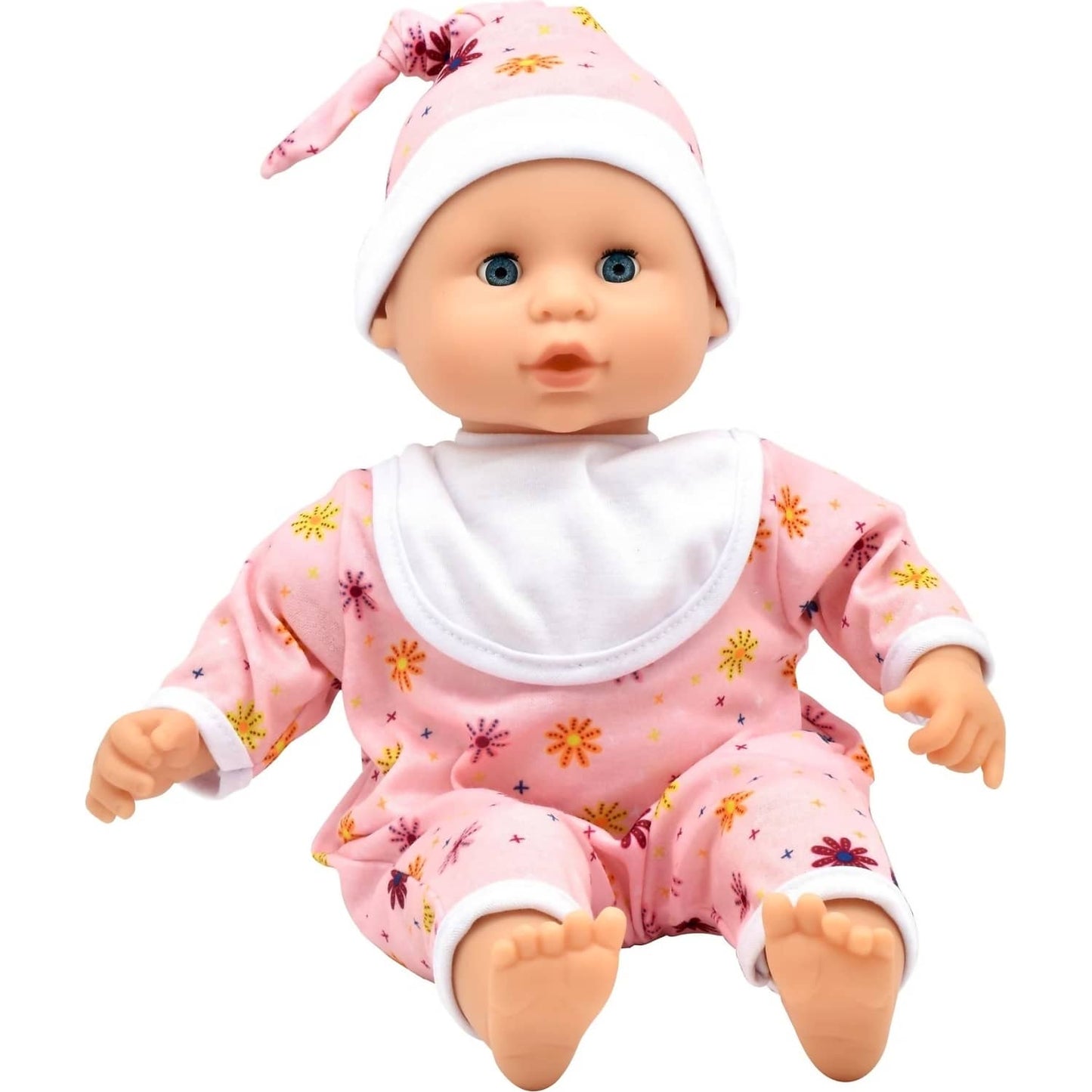 DollsWorld - Baby Joy Floral Romper & Accessories - Soft Bodied Doll 38cm