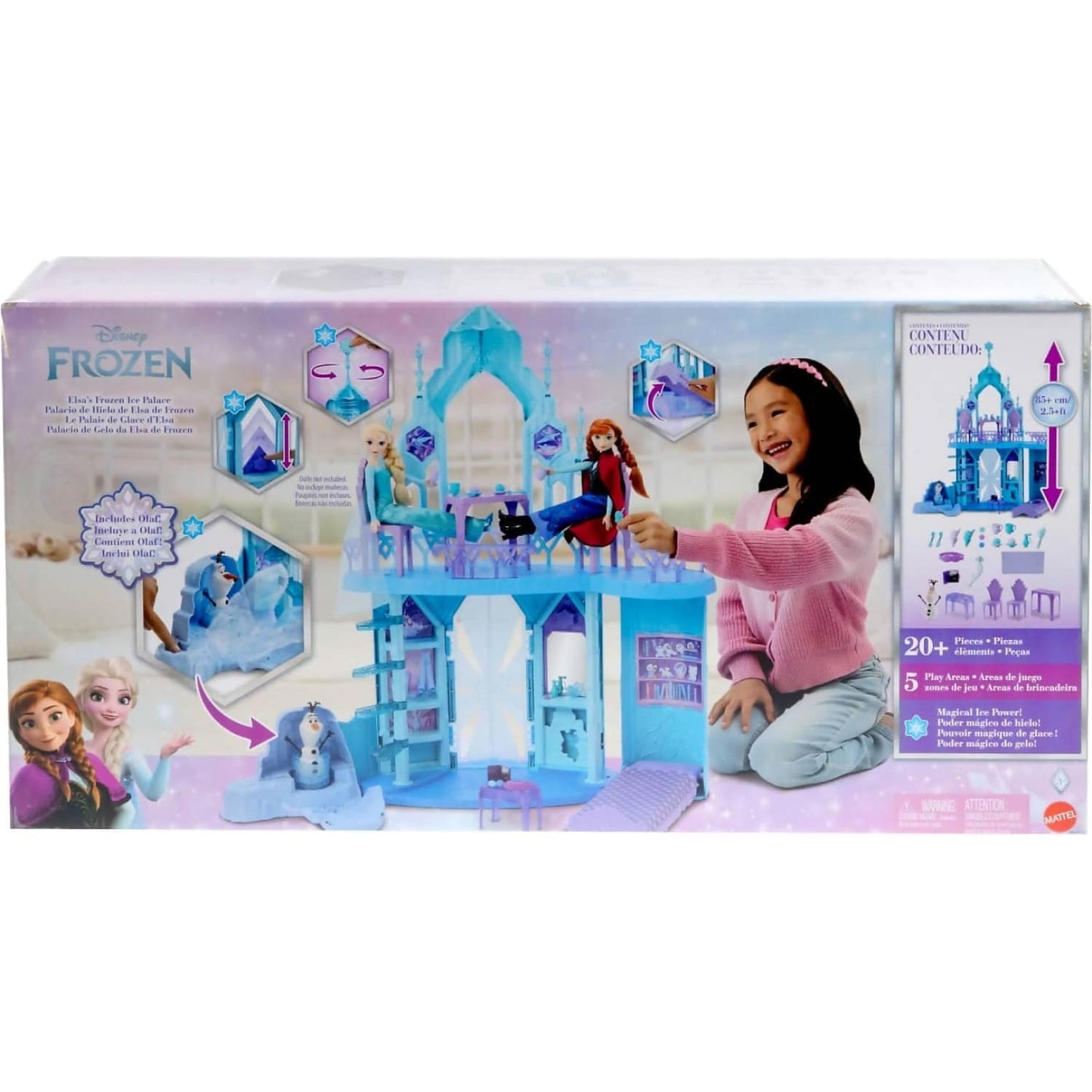 Disney -  Frozen- Elsa's Frozen Ice Palace Castle Playset with Olaf & Accessories - Mattel