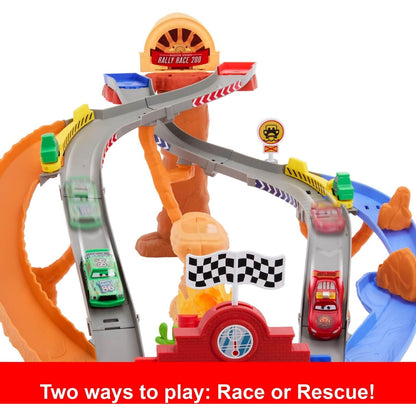 Disney -  Pixar - Cars Radiator Springs Race & Rescue Road Raceway Playset With 4 Toy Cars - Mattel
