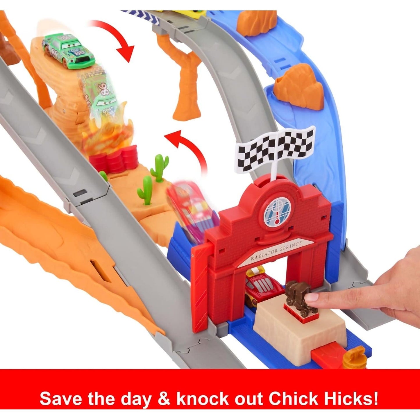 Disney -  Pixar - Cars Radiator Springs Race & Rescue Road Raceway Playset With 4 Toy Cars - Mattel