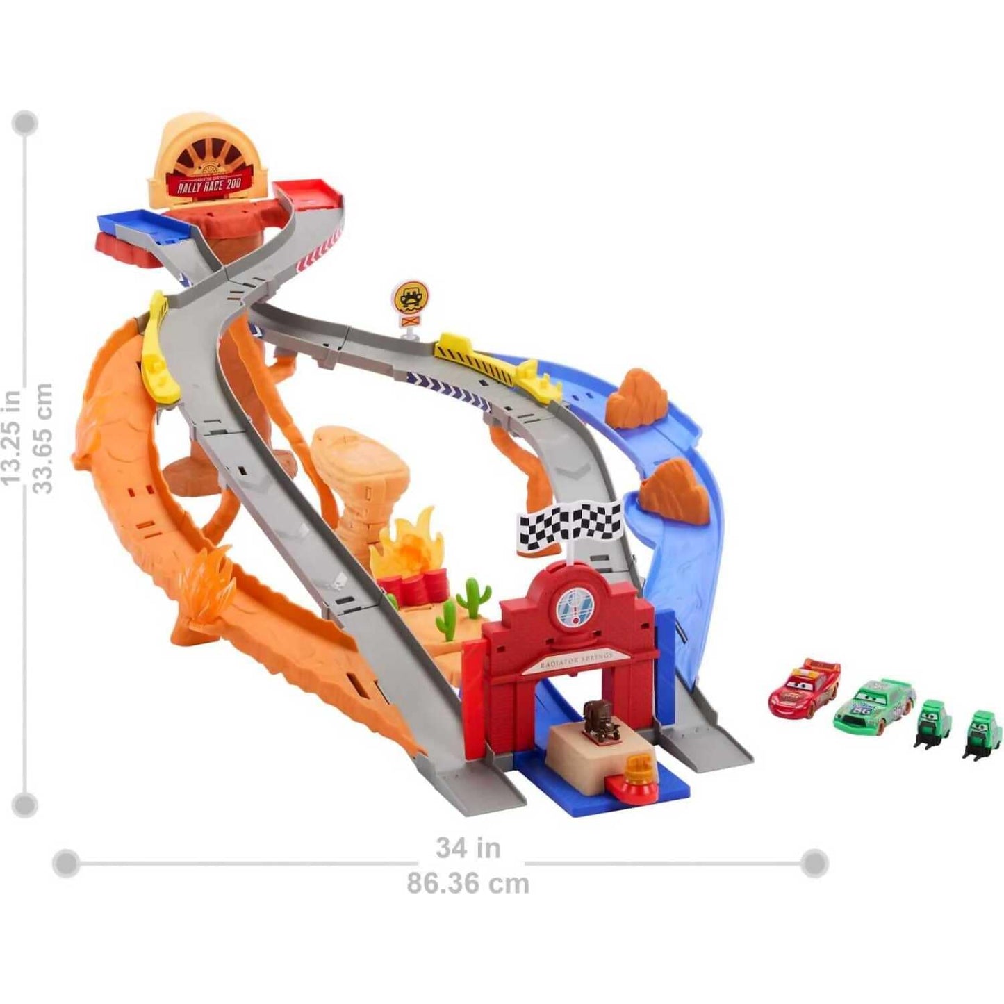 Disney -  Pixar - Cars Radiator Springs Race & Rescue Road Raceway Playset With 4 Toy Cars - Mattel