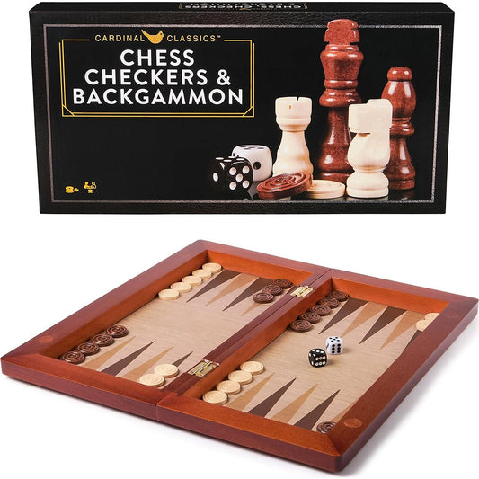 Cardinal Classics - Wood Chess Checkers & Backgammon Set