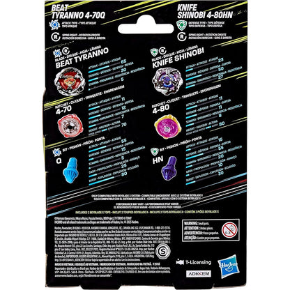 Beyblade -  X Beat Tyranno 4-70Q & Knife Shinobi 4-80HN Dual Pack Set