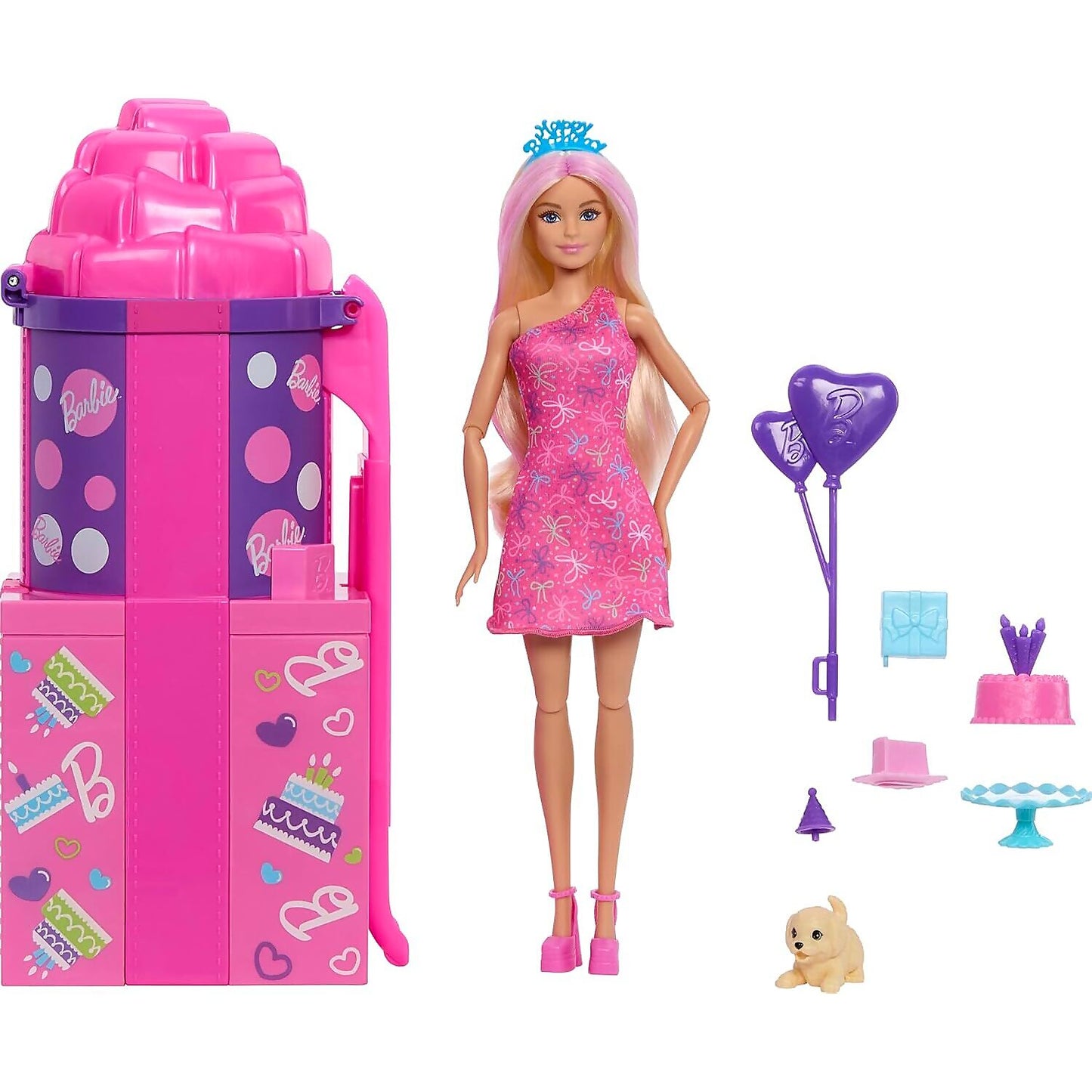 Barbie - Rise & Surprise Pet Birthday Series Doll & Accessories with Slide & Surprises - Mattel