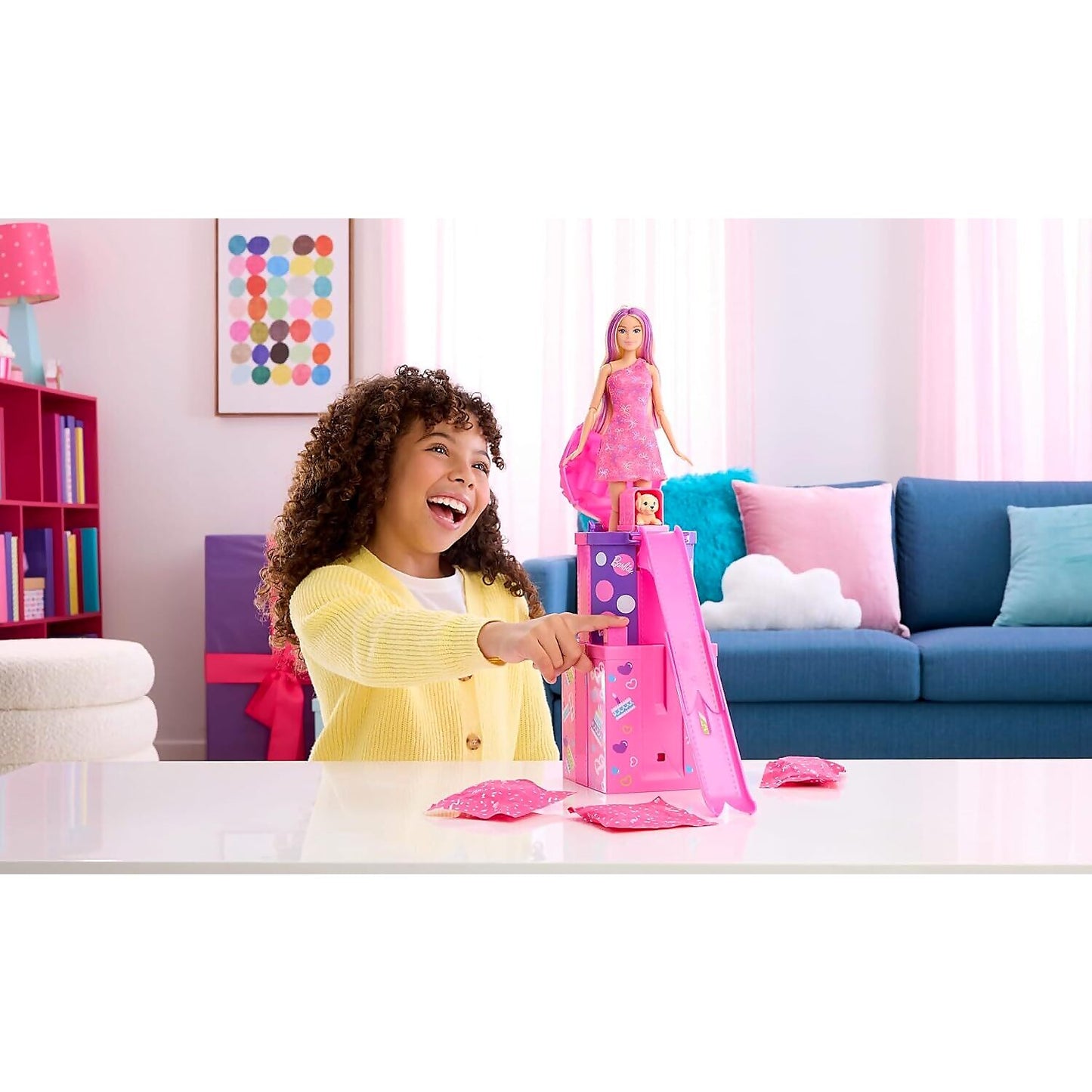 Barbie - Rise & Surprise Pet Birthday Series Doll & Accessories with Slide & Surprises - Mattel