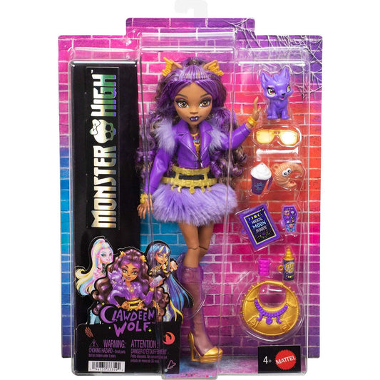 Monster High - Clawdeen Wolf Fashion Doll in Furry Skirt with Pet Crescent and 7 Accessories - Mattel