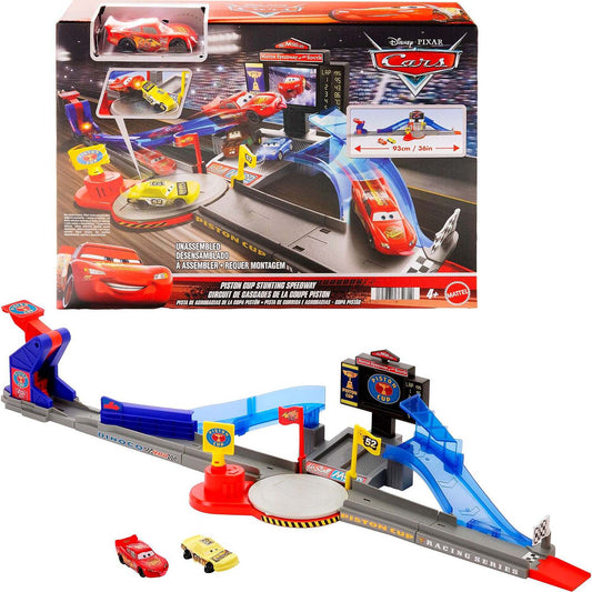 Disney -  Pixar - Cars Piston Cup Stunting Speedway Track Playset with Lightning Mcqueen Toy Car - Mattel