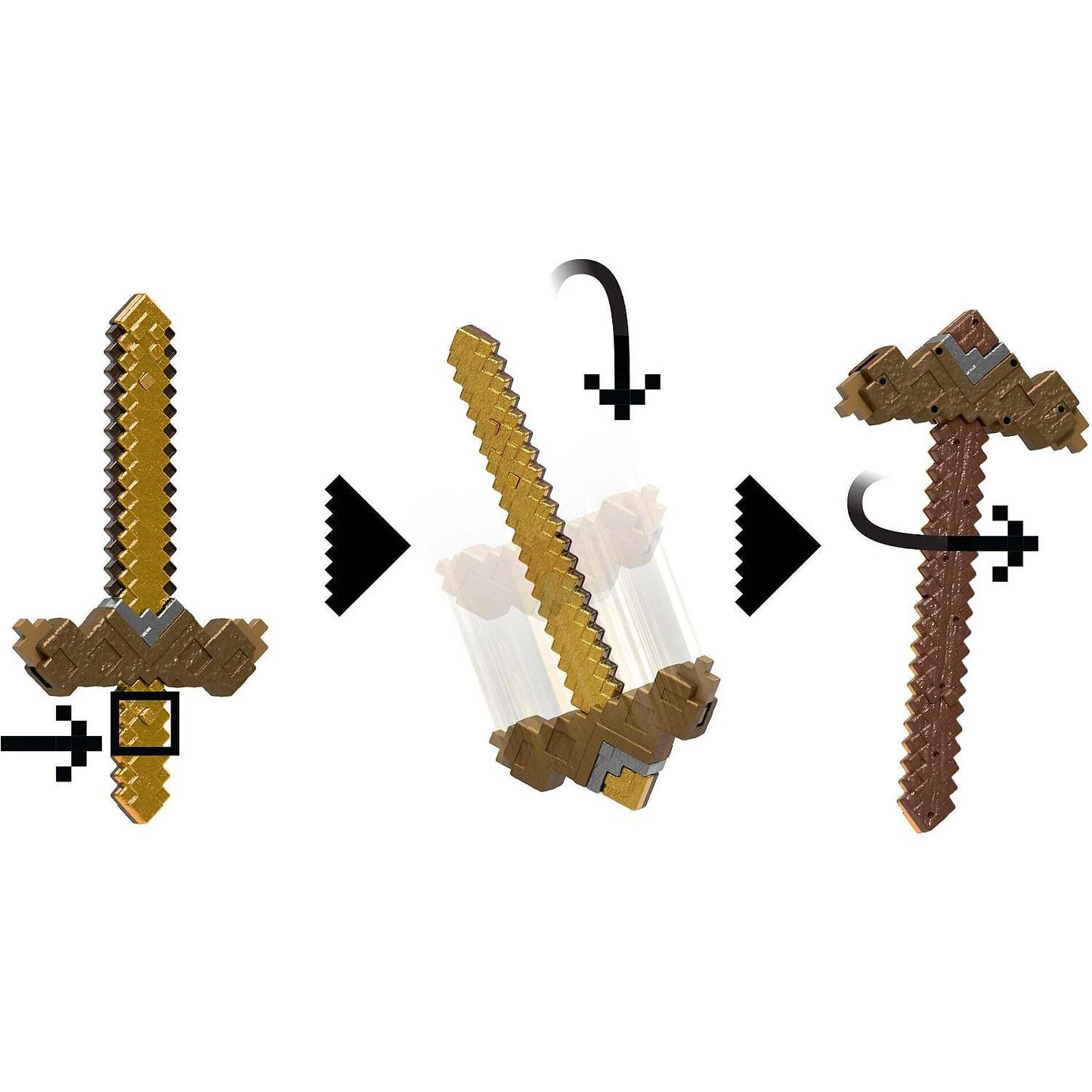 Minecraft - Transformable Click and Switch Sword and Pickaxe 2-in-1 Toy Pretend Play - Mattel