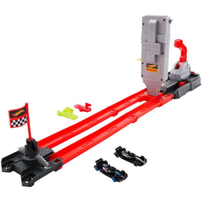 Hot Wheels - Racing Formula 1 Grid Start Track Set and 2 Die-Cast F1 Cars in 1:64 Scale - Mattel
