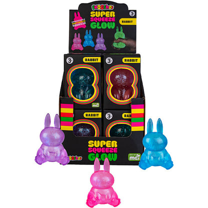 Smoosho's - Glow in the Dark Super Squeeze Rabbit (1x Assorted Colour Chosen at Random)