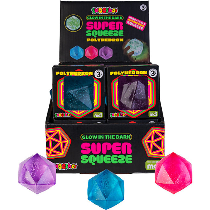 Smoosho's - Glow In The Dark Super Squeeze Polyhedron (1x Assorted Colour Chosen at Random)
