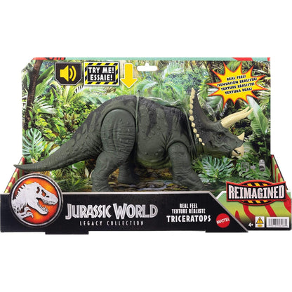 Jurassic World - Legacy Collection Reimagined Real Feel Triceratops Roaring Dinosaur Action Figure - Mattel