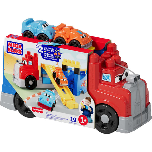 MEGA BLOKS - First Builders Build & Race Rig Toy Blocks - Mattel