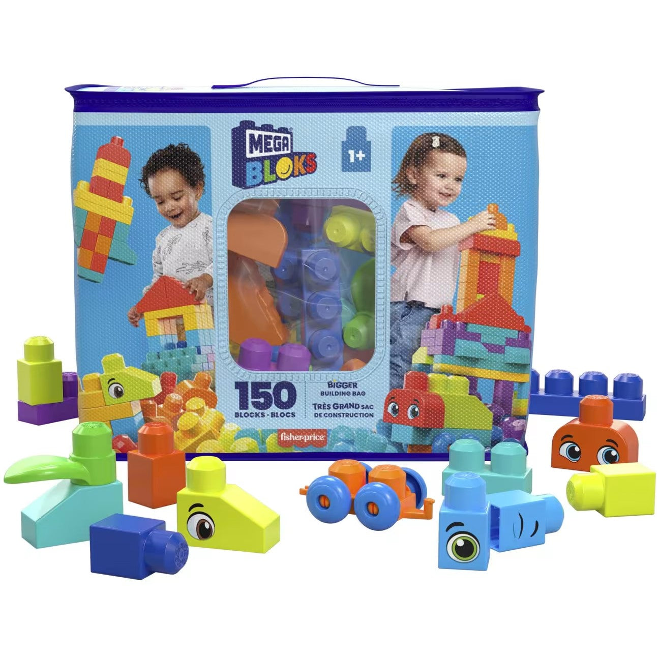 MEGA BLOKS - Fisher-Price Bigger Building Bag 150 Blocks - Mattel