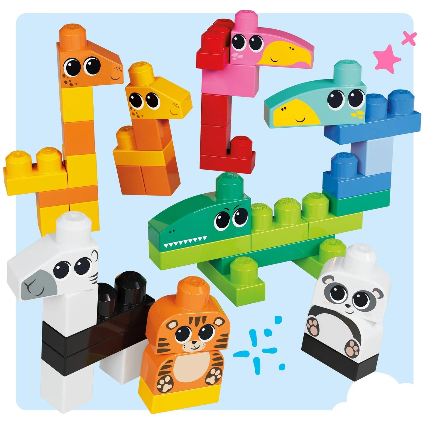 MEGA BLOKS - Fisher-Price Animal Blocks Building Toy with Storage 250 Blocks - Mattel