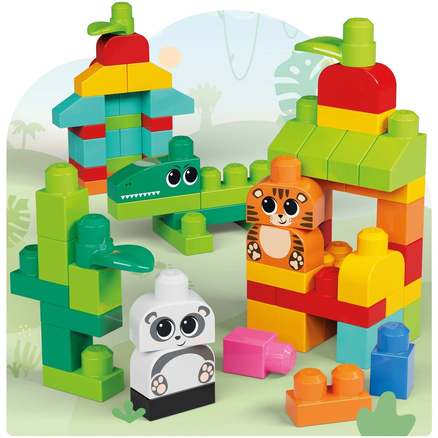 MEGA BLOKS - Fisher-Price Animal Blocks Building Toy with Storage 250 Blocks - Mattel