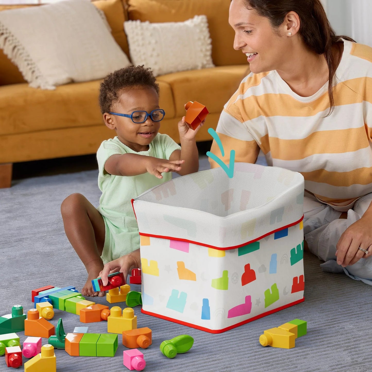 MEGA BLOKS - Fisher-Price Animal Blocks Building Toy with Storage 250 Blocks - Mattel
