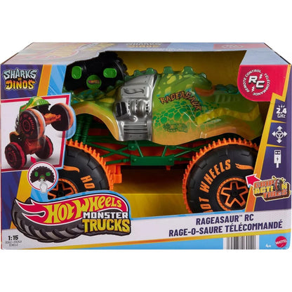 Hot Wheels - Monster Trucks RC Rageasaur Battery-Powered RC Toy Truck 1:15 Scale - Mattel