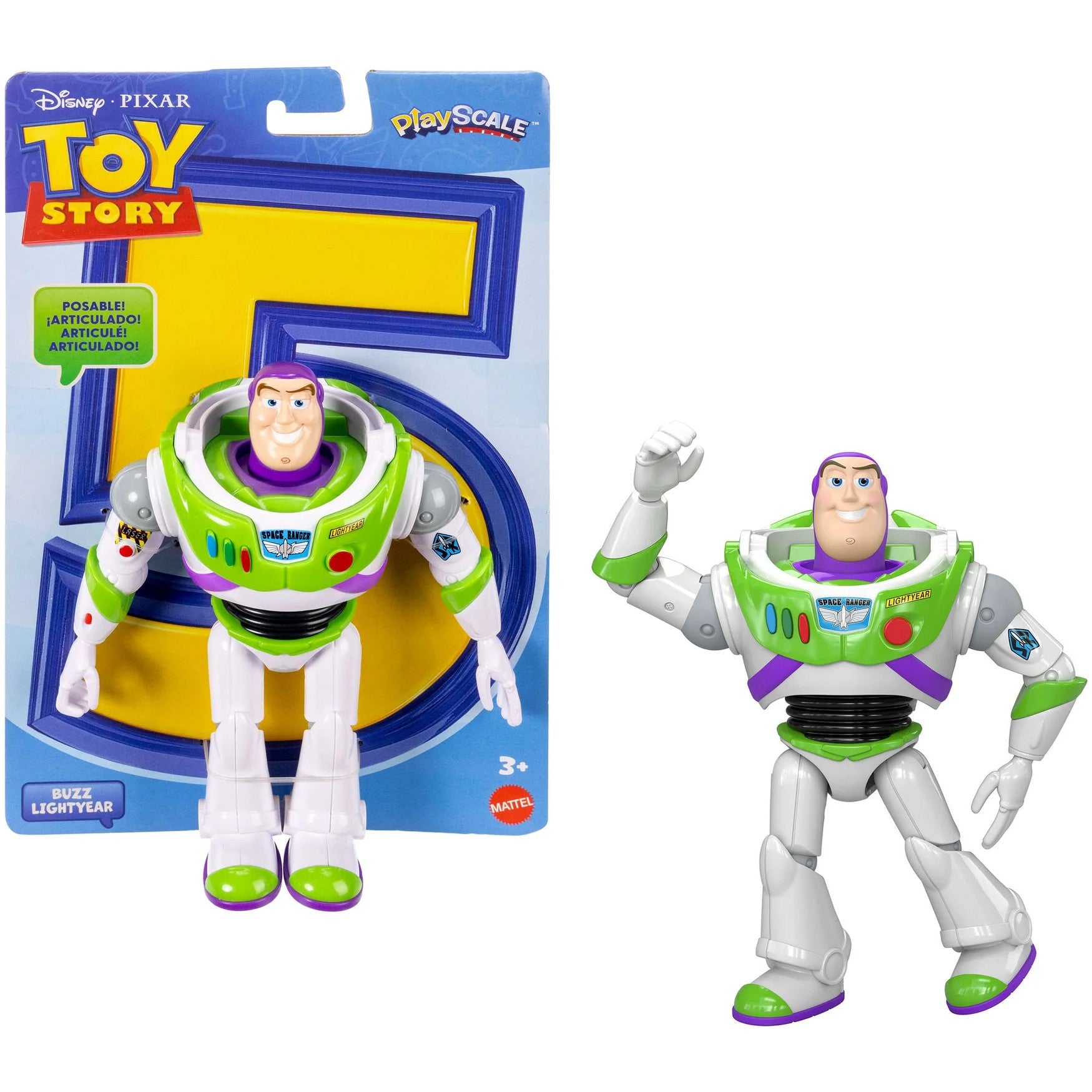 Disney -  Pixar - Toy Story 5 Buzz Lightyear Action Figure 7-inch Tall 10 Posable Joints - Mattel