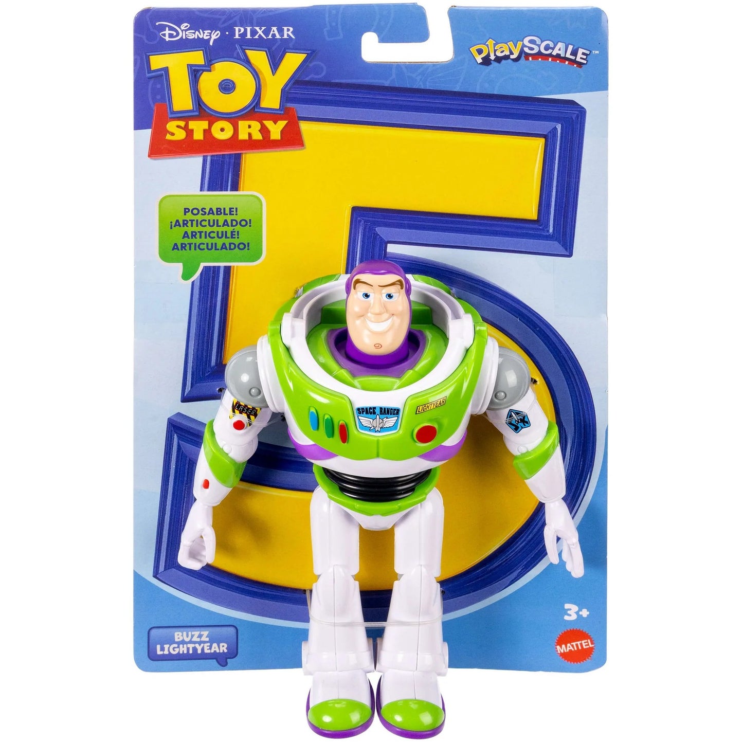 Disney -  and Pixar - Toy Story 5 Buzz Lightyear Action Figure 7-inch Tall 10 Posable Joints - Mattel