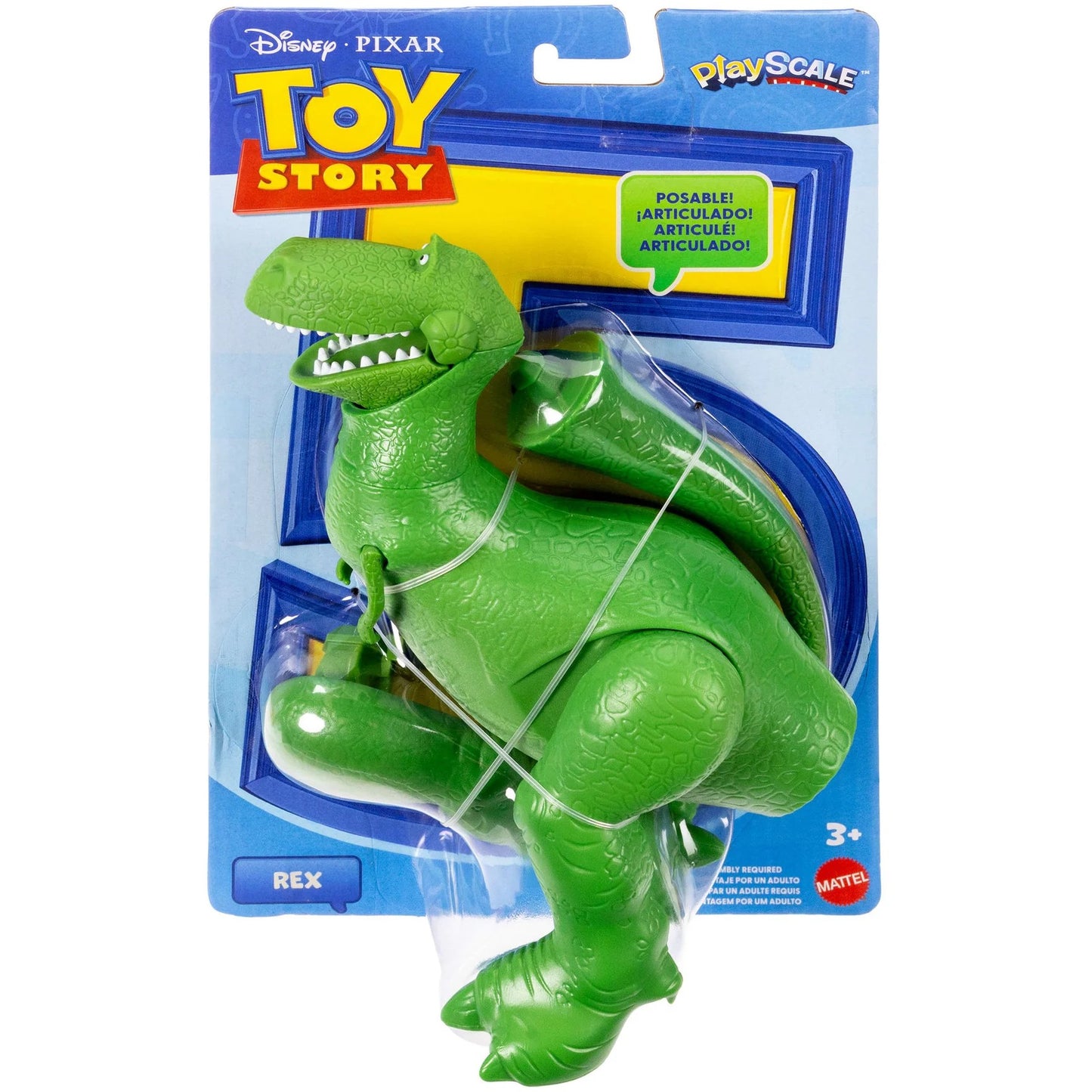 Disney -  and Pixar - Toy Story 5 Rex Action Figure 8-inch Tall Dinosaur 8 Posable Joints - Mattel