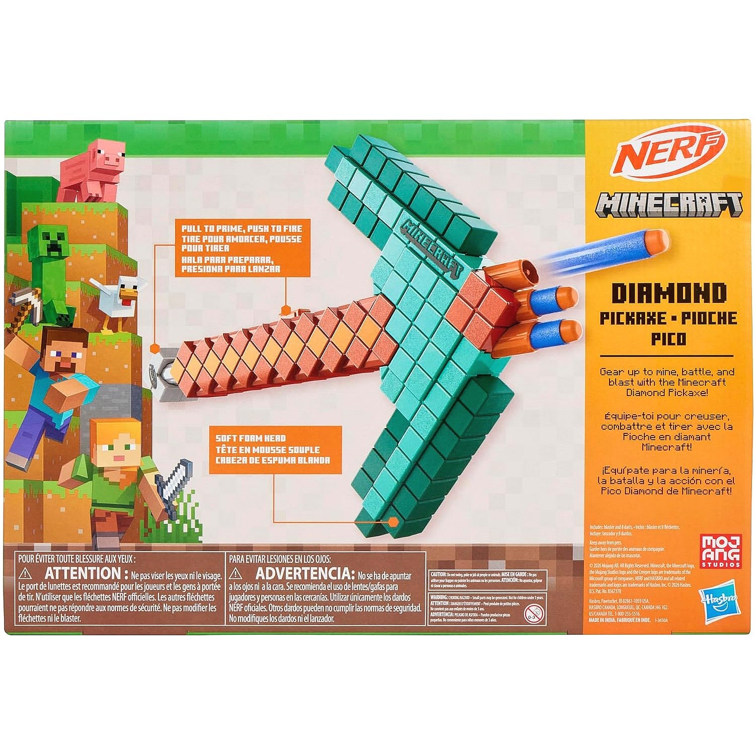 Nerf - Minecraft Diamond Pickaxe Dart Blaster - Hasbro