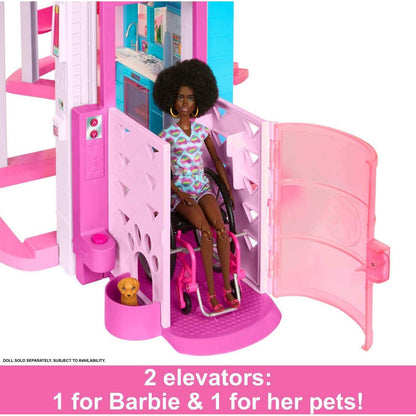 Barbie - Dreamhouse 75+ Pieces Pool Party Doll House With 3 Story Slide - Mattel