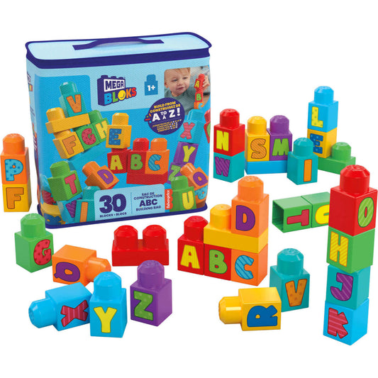 Fisher-price - Mega Bloks Abc Building Bag Block Toy With Storage 30 Pieces For Toddler