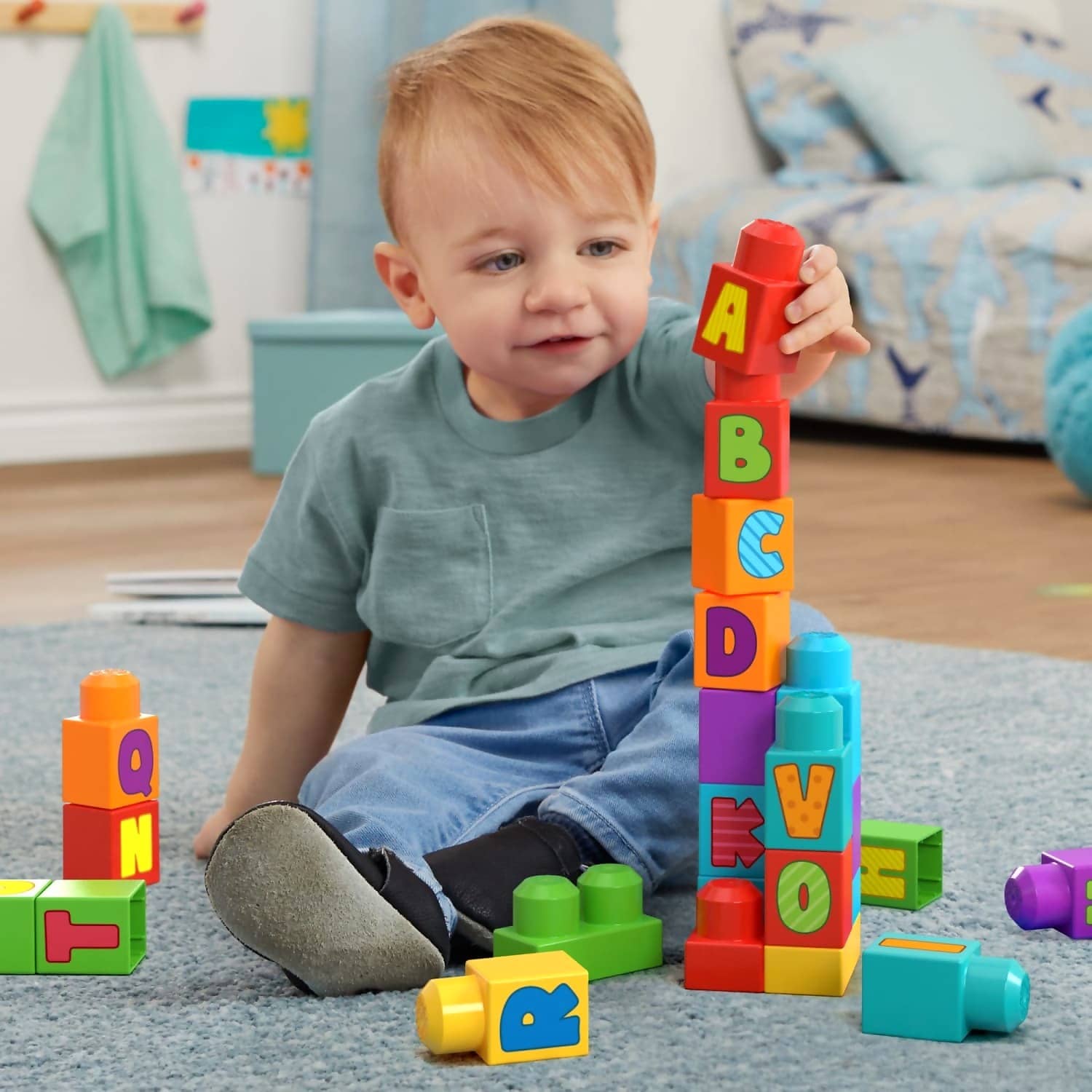 Fisher-price - Mega Bloks Abc Building Bag Block Toy With Storage 30 Pieces For Toddler
