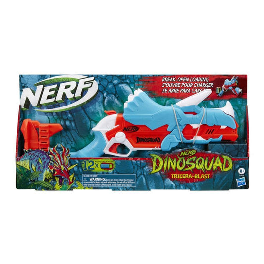 Nerf -  Dinosquad Tricera-blast Blaster Break-open 3-dart Loading 12 Nerf Darts Dart Storage Triceratops Dinosaur Design