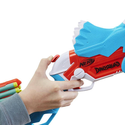 Nerf -  Dinosquad Tricera-blast Blaster Break-open 3-dart Loading 12 Nerf Darts Dart Storage Triceratops Dinosaur Design