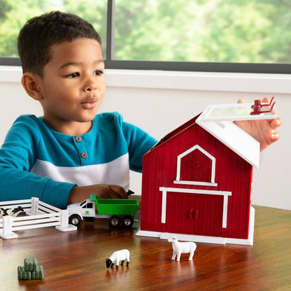 John Deere - 1:64 Scale 24 Piece Farm Playset With On-the-go Barn - Tomy
