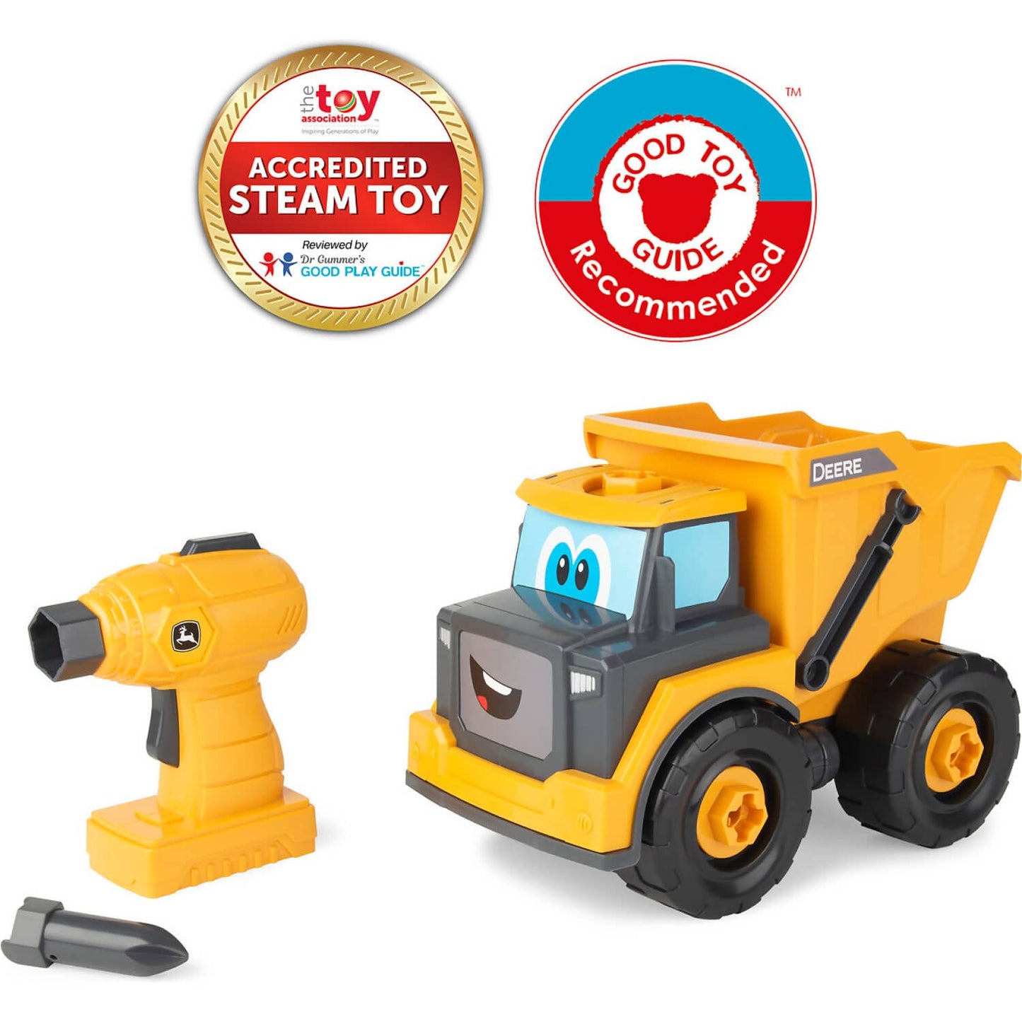 John Deere -  Kids - Build A Buddy Yellow Dump Truck 2-in-1 Toy With Toy Drill - Tomy
