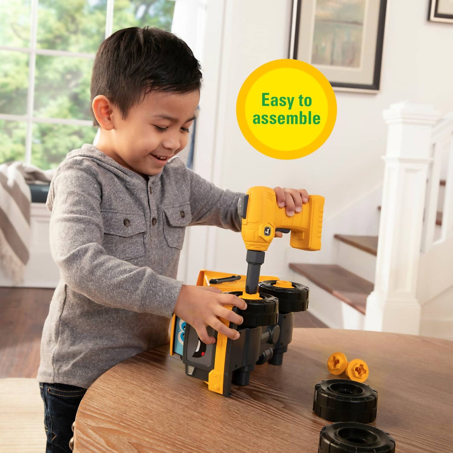 John Deere -  Kids - Build A Buddy Yellow Dump Truck 2-in-1 Toy With Toy Drill - Tomy