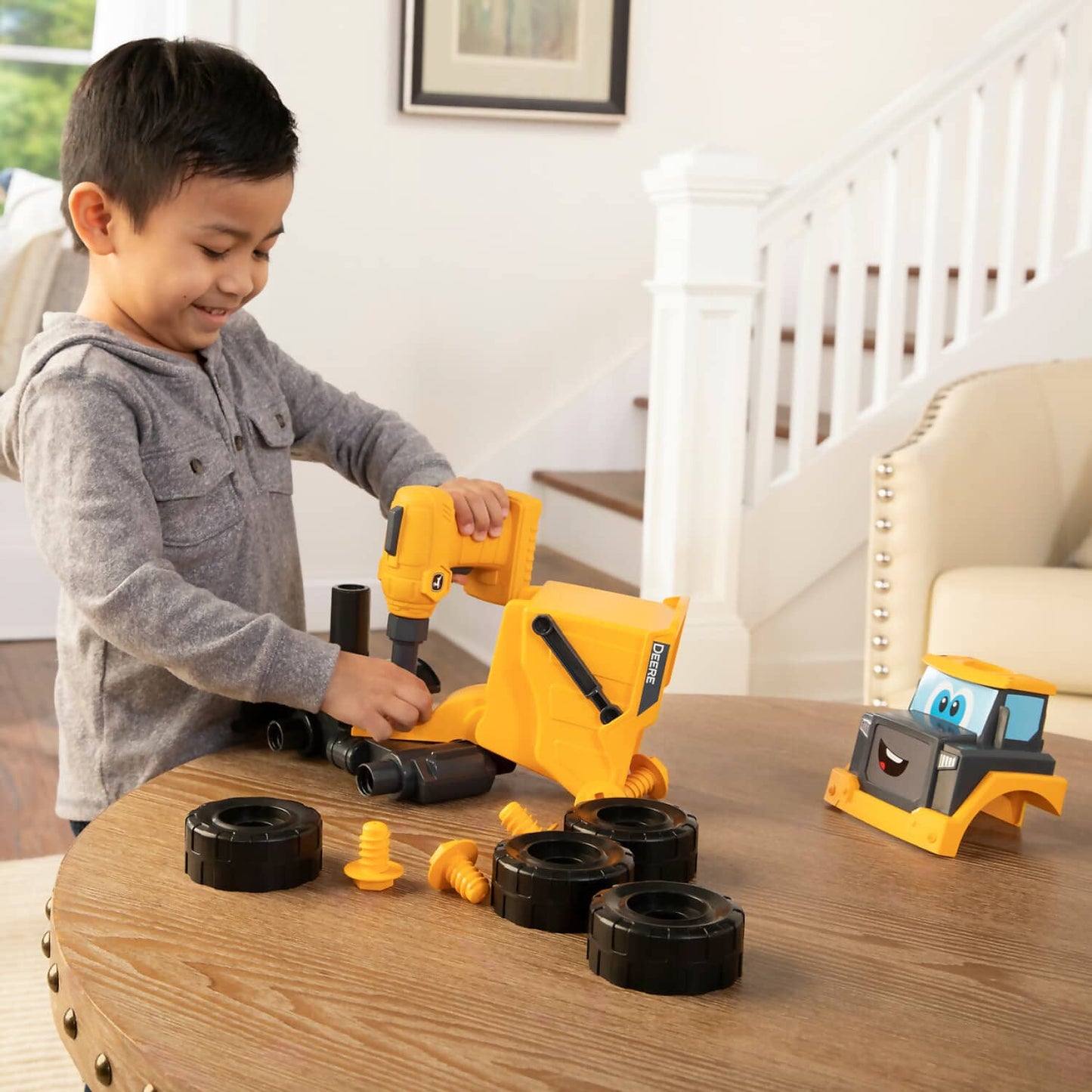 John Deere -  Kids - Build A Buddy Yellow Dump Truck 2-in-1 Toy With Toy Drill - Tomy