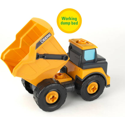 John Deere -  Kids - Build A Buddy Yellow Dump Truck 2-in-1 Toy With Toy Drill - Tomy