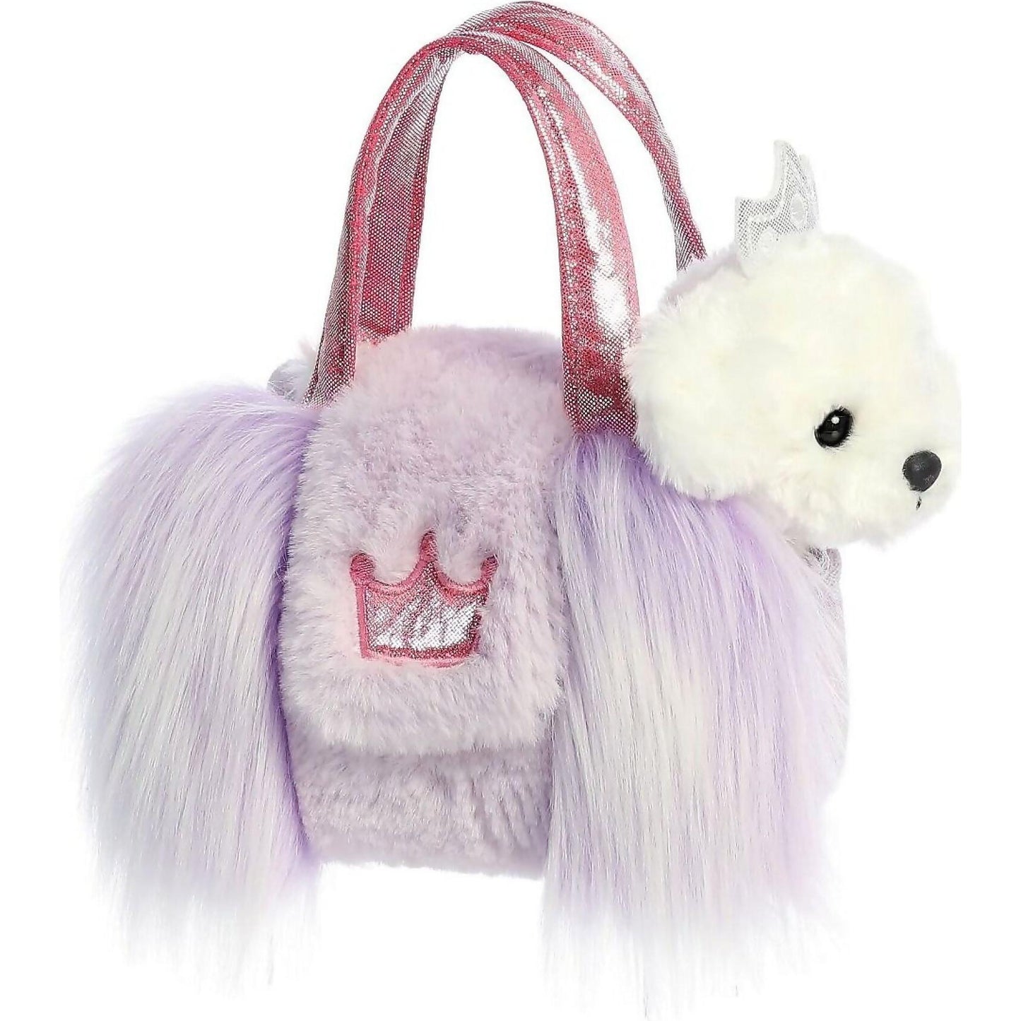 Cotton Candy - Fancy Pals Bichon Frise Puppy In Purple Fuzzy Bag