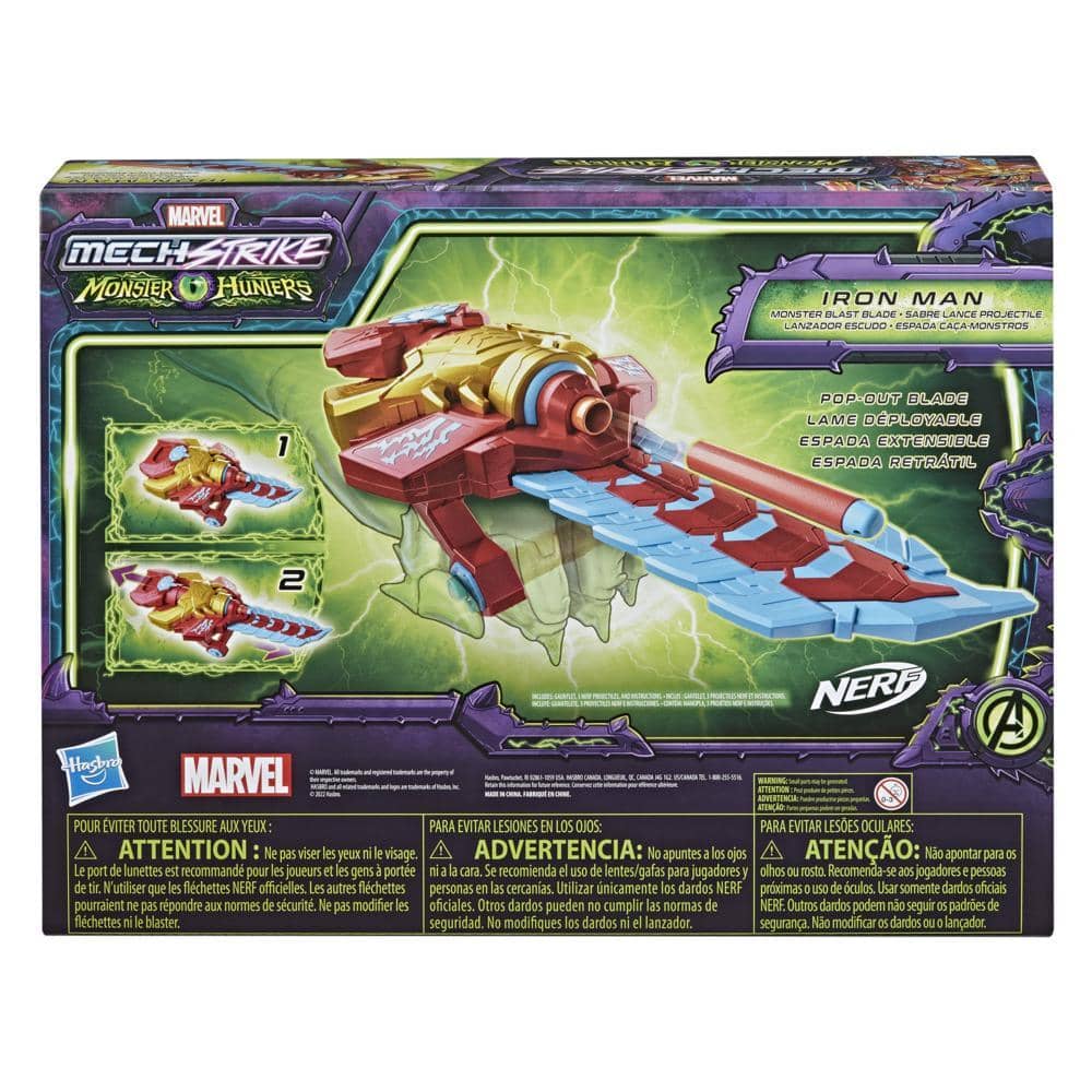 Marvel -  Avengers Mech Strike Monster Hunters Iron Man Monster Blast Blade Roleplay Hasbro