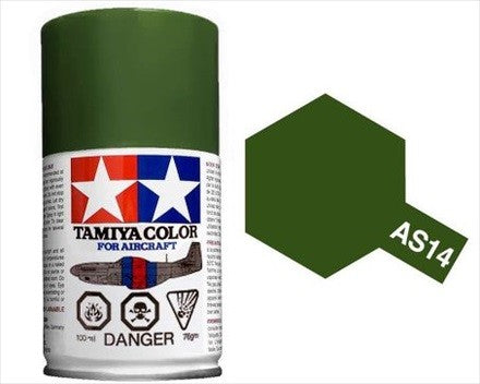 AS-14 TAMIYA ACRYLIC SPRAY PAINT 100ML (AIRCRAFT) OLIVE GREEN