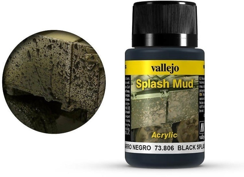 VALLEJO WEATHERING EFFECTS BLACK SPLASH MUD 40ML