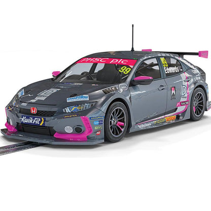 Scalextric -  C4317 Honda Civic Type R BTCC 2021 Jade Edwards slot car also suits Carrera