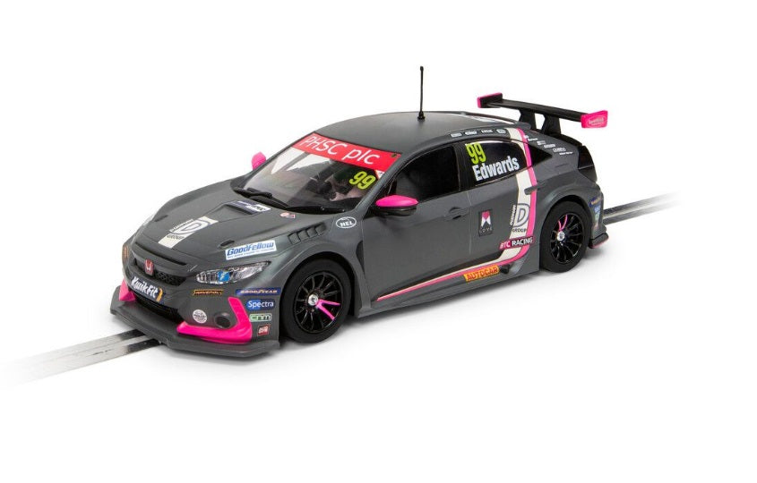 Scalextric -  C4317 Honda Civic Type R BTCC 2021 Jade Edwards slot car also suits Carrera