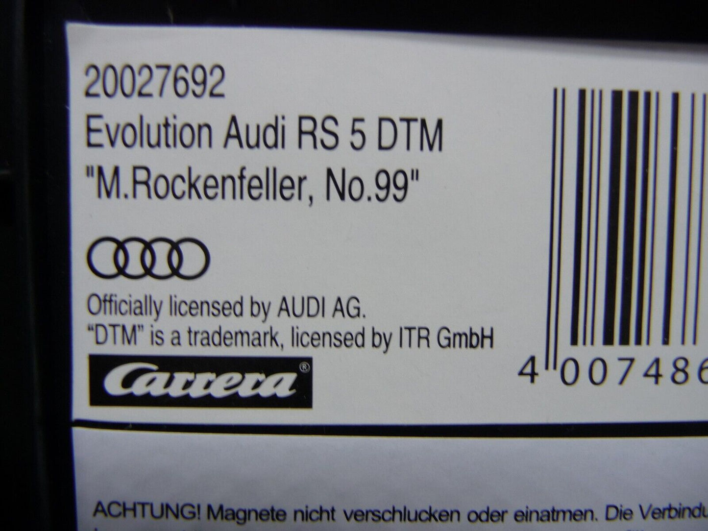 Carrera -  Evolution 1:32 - AUDI RS 5 DTM M.ROCKENFELLER NO.99 - Slot Car Also Suits Scalextric