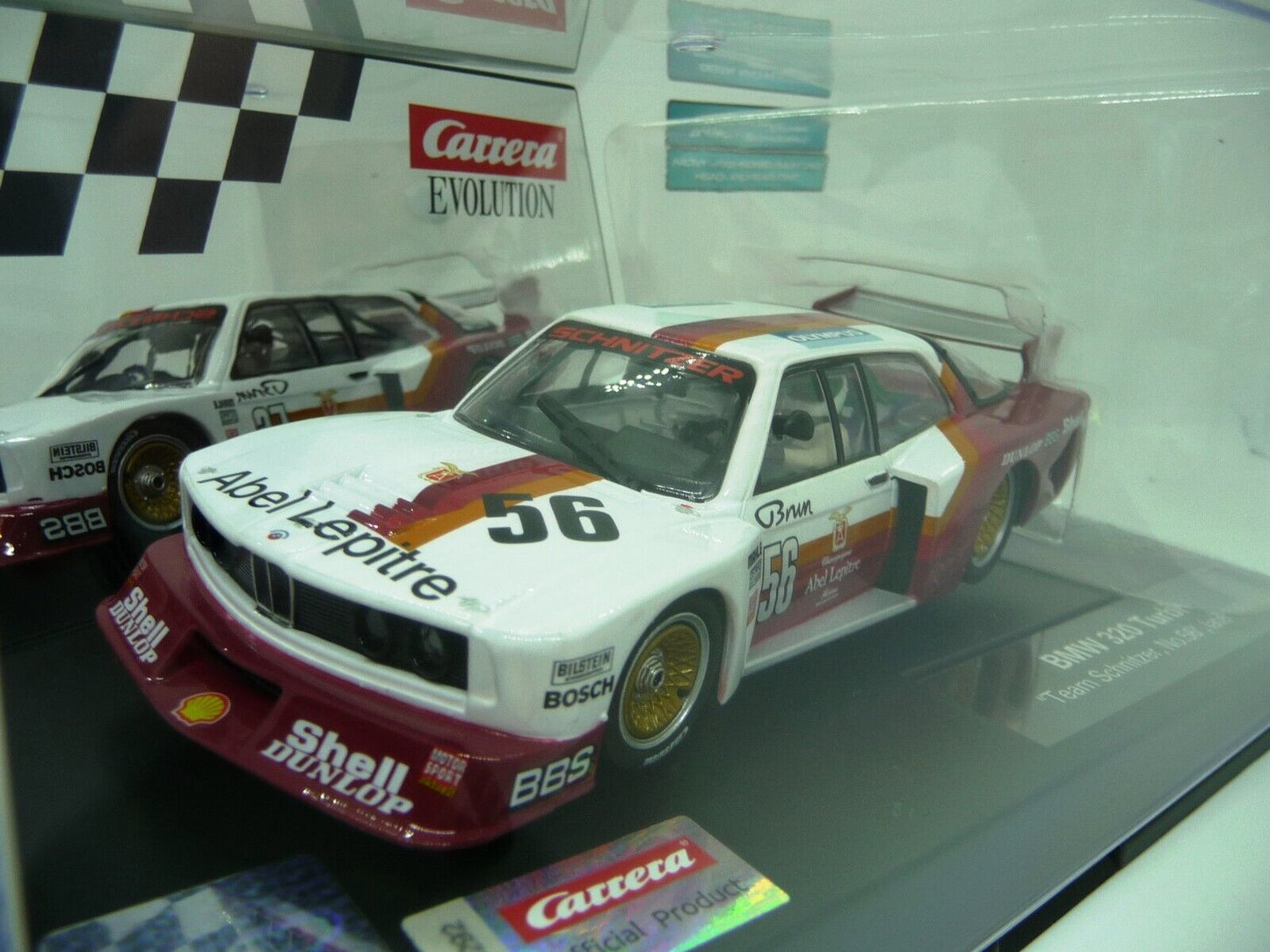 Carrera -  Evolution 1:32 - BMW 320 Turbo Team Schnitzer No56 Late 1980 - Slot Car Also Suits Scalextric